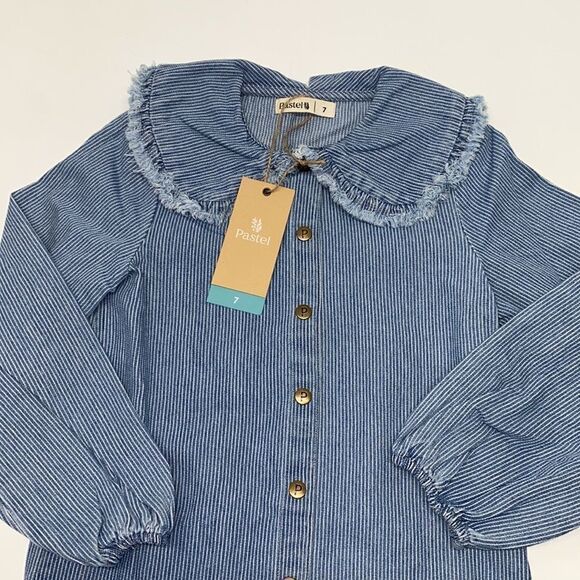 Pastel Large collar Raw Edge Ruffle Blouse New - Picture 3 of 5